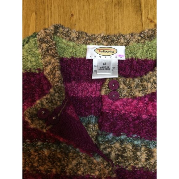 Vintage Talbots Petite Wool Blend Sweater Cardigan Size M Made In Hong Kong - Picture 3 of 7
